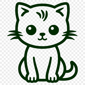 Simple line drawing of a sitting cat in full body pose.