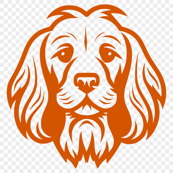 A illustration of a Cocker Spaniel's head and face.