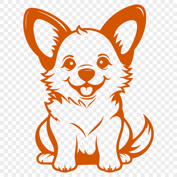 A vector graphic representation of a cute corgi dog in a seated position.