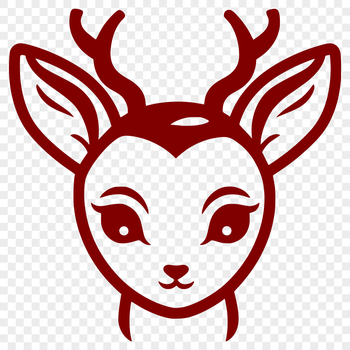 A simple line drawing of a deer's head, suitable for various digital designs.