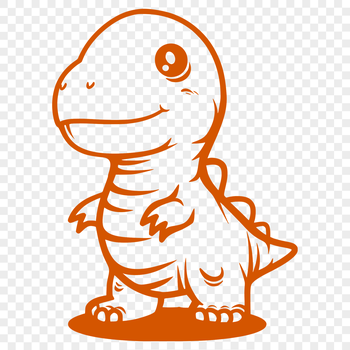 A colorful illustration of a prehistoric baby dinosaur in full body pose.