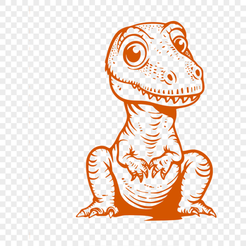 A prehistoric baby dinosaur in full-body pose, suitable for vector design and cutting machine applications.