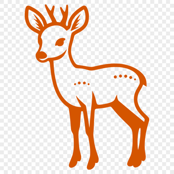 A simple line drawing of a deer in its natural habitat.