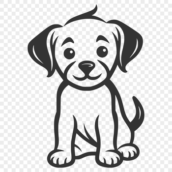 A simple line drawing of a sitting dog in a neutral background.