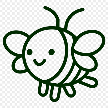 A full-body illustration of a bee in flight, depicted as a vector graphic.