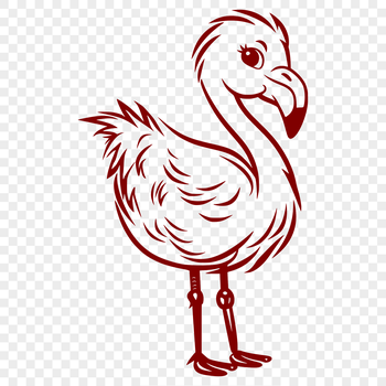 A full-body illustration of a single flamingo standing on one leg.