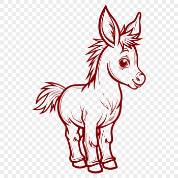 A standing donkey with a distinctive appearance, suitable for vector design and SVG formats.