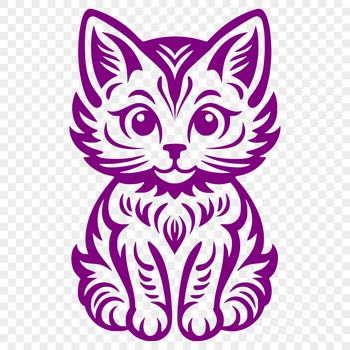 A cute, full-body illustration of a sitting cat.