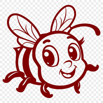 A colorful illustration of a flying bee in mid-air, showcasing its full body.
