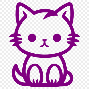 A simple line drawing of a cute sitting cat from the front, suitable for vector art and clipart.