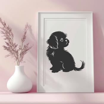 Artistic Sitting Puppy Vector Illustration