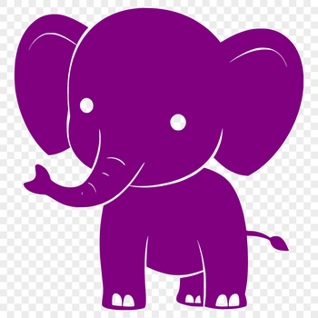 A standing elephant with its full body visible, ideal for use in various digital design projects.