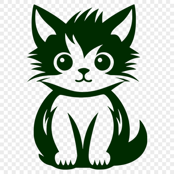 An illustration of a cute full-body cat for use as clip art or stencil in various digital formats like SVG and PNG.