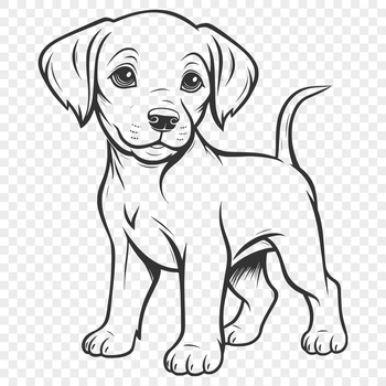 Illustration of a standing Labrador Retriever from the side, showcasing its breed characteristics.