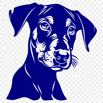 A high-quality illustration of a Doberman Pinscher's head, suitable for vector design and cutting machine projects.