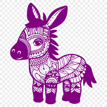 A standing donkey with detailed fur texture.