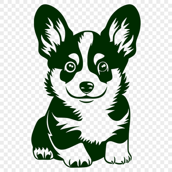 A full-body illustration of a Welsh Corgi sitting on its haunches, showcasing its distinctive breed features.
