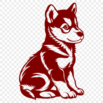 A realistic vector illustration of a sitting Husky dog breed.