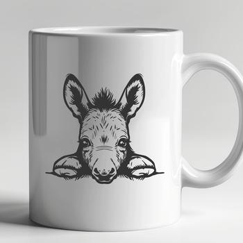 A simple illustration of a donkey's head peeking out from behind something.