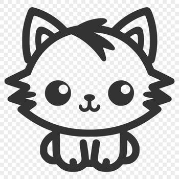 Simple line drawing of a sitting cat in a full body pose, suitable for vector art and clipart designs.