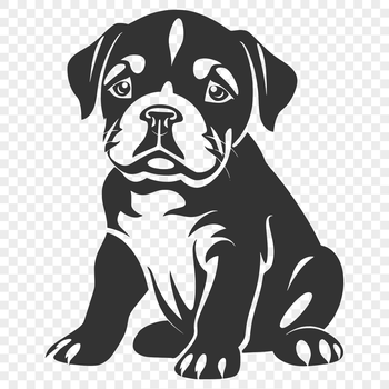 An SVG vector art image featuring a cute bulldog in a seated position.