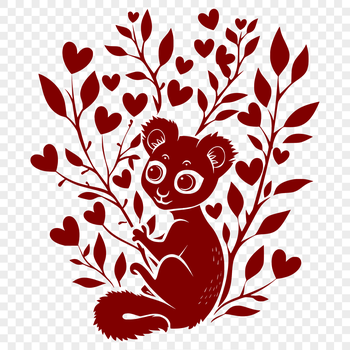 A cute lemur figurine made up of connected heart shapes, depicted in full body form.