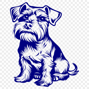 A full-body illustration of a miniature dog breed in a sitting position.