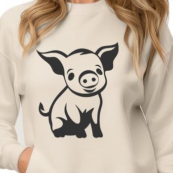 A sitting piglet with a full body design in vector format, suitable for various applications.