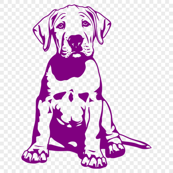 A full-body illustration of a Great Dane dog in a sitting position.