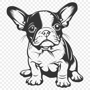 A detailed illustration of a sitting Boston Terrier from the top to bottom, making it suitable for various uses.
