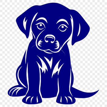 A full-body illustration of a sitting Labrador Retriever dog in digital vector format.