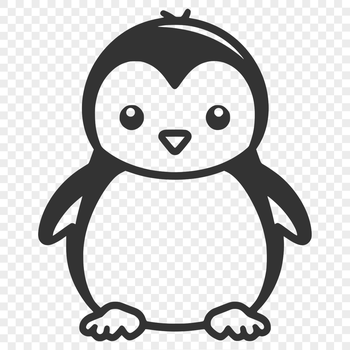 A simple line drawing of a penguin's full body in a single color.