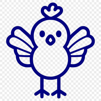 An outline vector art illustration of a cute turkey, suitable for commercial or personal projects.