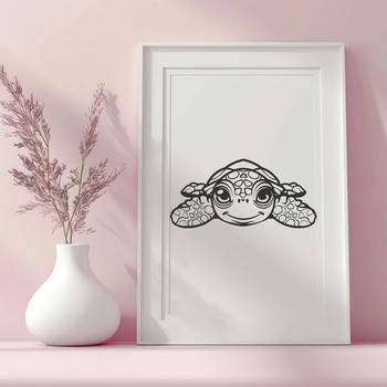 Cute Sea Turtle Vector Drawing