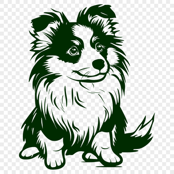 Small breed dog with distinctive features, sitting on its haunches, suitable for vector art.