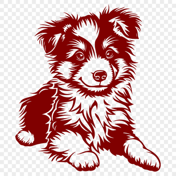 A full-body illustration of a Shetland Sheepdog in a relaxed pose.