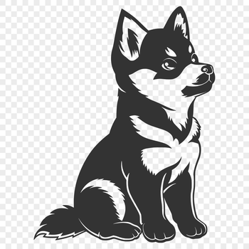 A seated Shiba Inu dog with its full body visible.