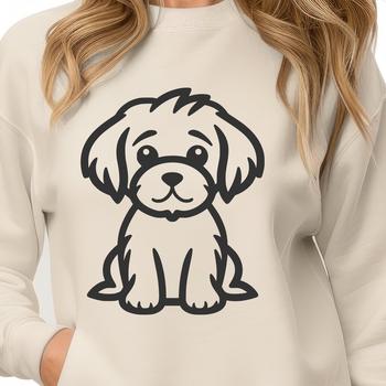 A simple line drawing of a dog in a sitting position, suitable as a vector image for various designs.