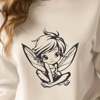 A full-body depiction of a mythical fairy from a classic fairy tale, suitable for vector art designs and digital cutting.