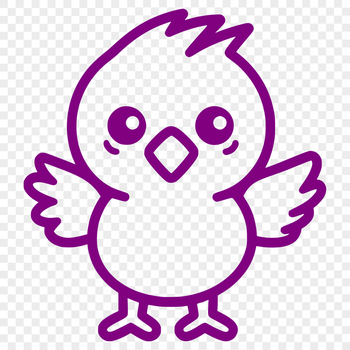 A simple line drawing of a chicken in full body form.