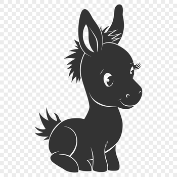 A full-body illustration of a donkey sitting, created as vector art for various digital design applications.