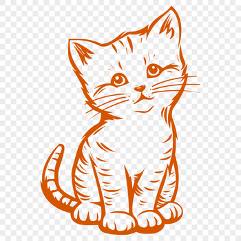A full-body illustration of a cute sitting cat, suitable for digital use.