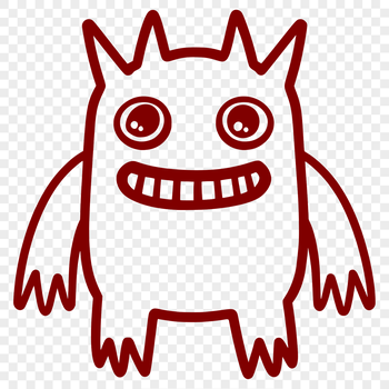 A colorful illustration of a cute monster character with rounded features and friendly expression.