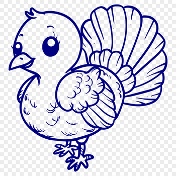 An outline vector art design of a turkey in profile view.