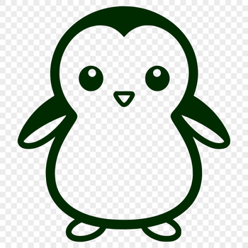 A simple line drawing of a full-body penguin standing on land, suitable for vector design and printing.
