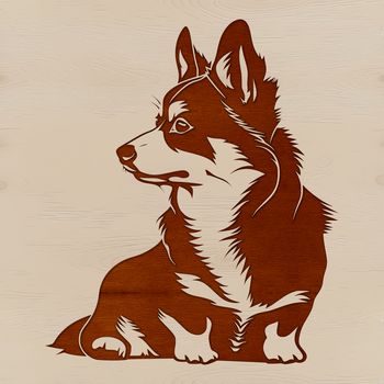 Illustration of a sitting Welsh Corgi breed dog as a vector graphic.