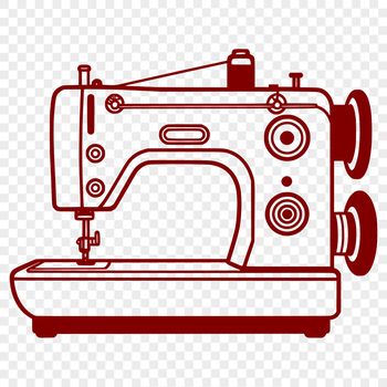 A detailed illustration of a sewing machine with various parts and components labeled.