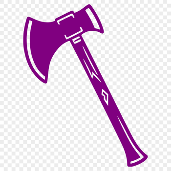 A hand holding a large, curved axe head with a wooden handle.