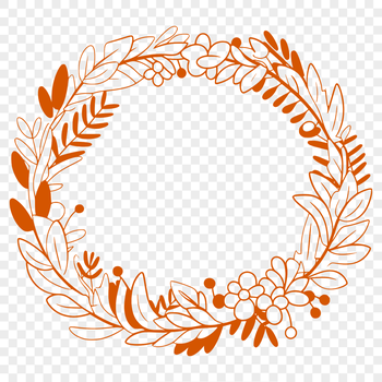 An illustration of a decorative floral wreath for use as clip art or template.