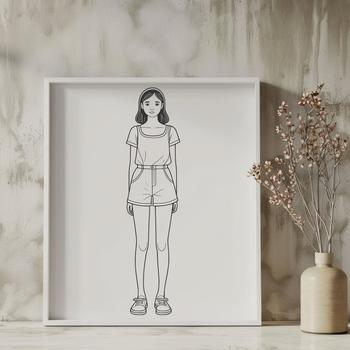 A young girl illustration created in vector format for various uses.